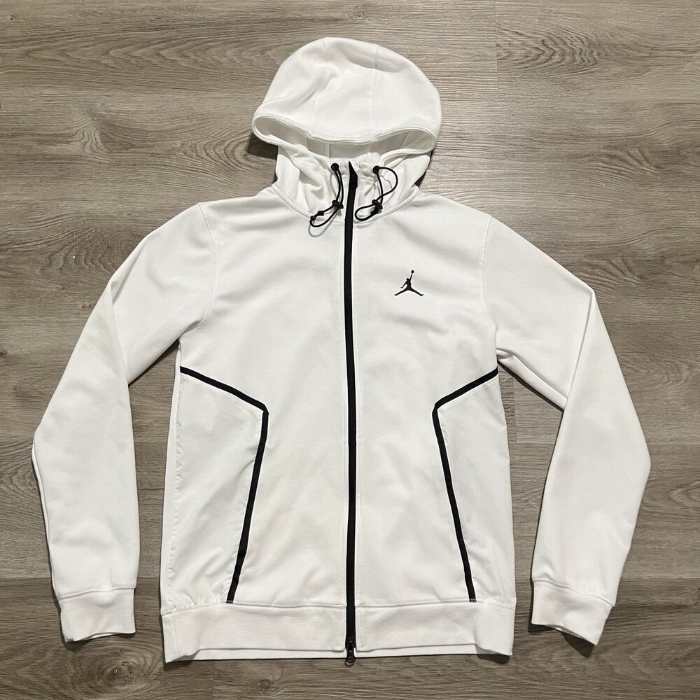 Nike Air Jordan Statement Hoodie Zip Up White Black Mens Size Small DA9854-100